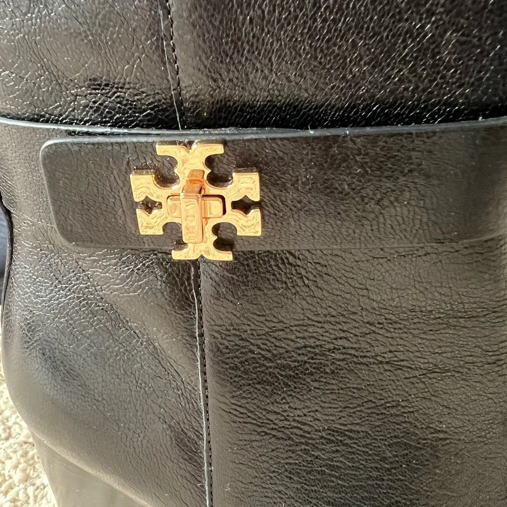 Tory Burch Black Ankle Boots Sleek Leather Block Heel - Picture 6 of 8